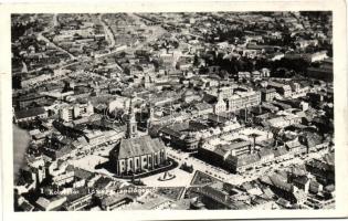 Kolozsvár, látkép repülőgépről, légifotó 'vissza' So. Stpl, Cluj-Napoca, aerial view from an aircraft, 'vissza' So. Stpl