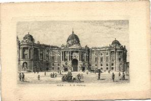 Vienna, Wien I. K. k. Hofburg / royal castle, etching s: K. Jander