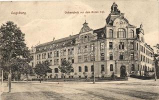 Augsburg, Volksschule vor dem Roten Tor / school, tower