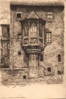 Nürnberg, Nuremberg; Schöner Erker, etching