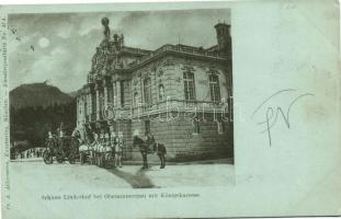 1898 Ettal; Schloss Linderhof, Königskarosse / castle, chariot; Fr. A. Ackermann Künstlerpostkarte No. 374.