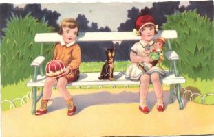 Children, Italian art postcard, Amag 0269., Gyerekek, Olasz művészlap, Amag 0269.