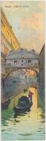Velence / Venezia, Ponte dei Sospiri; mini litho képeslap 14 × 4.5 cm, Venice, Ponte dei Sospiri; mini litho art postcard 14 × 4.5 cm