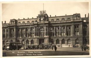 Brussels, Bruxelles; Central post office, automobiles, autobus