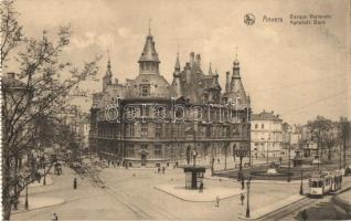 Antwerp, Anvers; National bank, tram