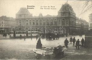 Brussels, Bruxelles; The North railway station, trams