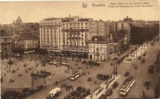 Brussels, Bruxelles; Albert I and Terminus Nord hotels, trams, automobiles