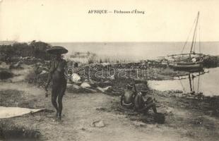 African folklore, fishermen at the lake, Afrikai folklór, halászok