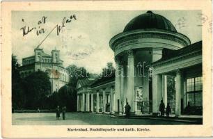 Marianske Lazne, Marienbad; Rudolfsquelle, kath. Kirche / well, Catholic church