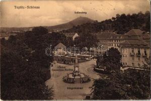 Teplice, Teplitz-Schönau; Schlossberg, Trocken Emanations Pavillon, Kriegerdenkmal / pavilion, military monument