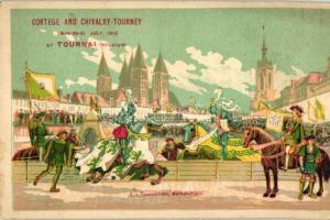 1913 Tournai, Tournament, Market place, cortege and chivalry litho