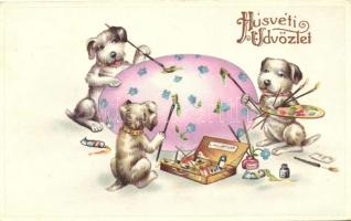 Dogs, Easter, litho