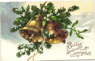 Christmas, bells, B.N.K. 3702. litho, Karácsony, harangok, B.N.K. 3702. litho