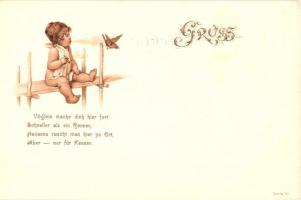Child, greeting card, Serie VI. litho, Gyerek, üdvözlő lap, Serie VI. litho