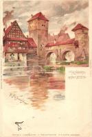 1898 Nürnberg, Henkersteg, Freytag's Kunstblatter No. 5. litho s: P. Schmohl