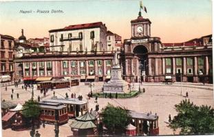 Naples, Napoli; Piazza Dante / square, trams