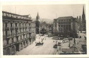 Zürich, Paradeplatz / square, trams