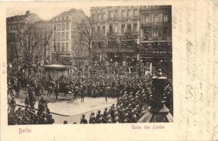 Berlin, Unter den Linden, Military parade, shop of Carl Beck, restaurant, cafe
