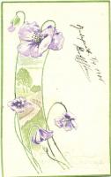 Glückwunsch / Greeting card, flower, Raphael Tuck &amp; Sons, Künstlerische Blumen Serie Nr. 520B. Emb. litho