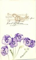 Greeting card, flower, Raphael Tuck &amp; Sons, Künstlerische Blumen-Serie Nr. 501 B. Emb. litho