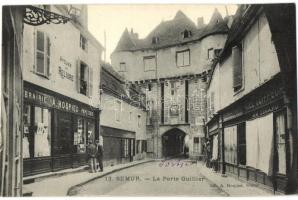 Semur, Porte Guillier, Noel Coiffeur / gate, shop of A. Hospied, Bindery