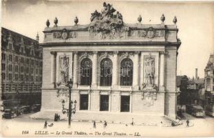 Lille, Grand Theatre, trams, automobiles
