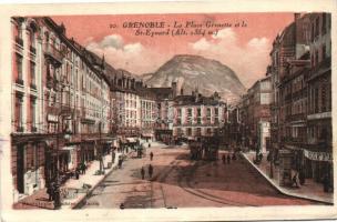 Grenoble, Place Grenette, St. Eynard / square, mountain, trams, hairdresser, restaurant