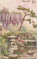 London, Kyoto Garden, Wistaria; Raphael Tuck &amp; Sons Oilette &quot;Flowers and Gardens of Japan&quot; Serie II. 7918.