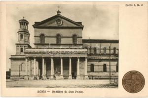 Rome, Roma; Basilica di San Paolo, Commemorative postcard on the backside