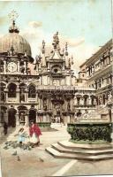 Venice, Venezia; Palazzo Ducale / palace coutyard, litho