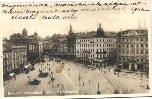 Brno, Brünn; Námestí Svobody, V. Dresler, Phönix / square, shops, trams