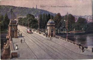 Prague, Prag, Praha; Kaiser Franzens-Brücke / bridge, tram D.K. &amp; Co. P. 35. s: J. Skruzny