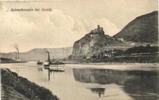 Ústí nad Labem, Aussig; Strekov Castle, Schreckenstein; steamship