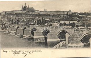 Prague, Prag; Karlsbrücke, Hradschin / bridge, castle