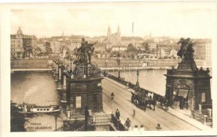 Prague, Prag, Praha; Most Palackého / bridge, steamship