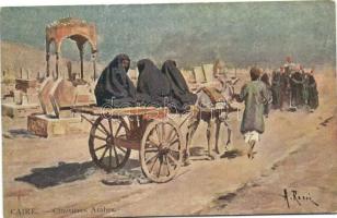 Cairo, Caire; Cimitieres Arabes / Arabian cemeteries, artist signed