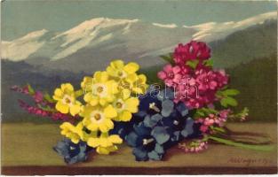 Virágok, Photochromie Offset Serie 584. No. 1510. s: A. Wagner Flowers, Photochromie Offset Serie 58...