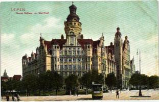 Leipzig, Neues Rathaus von Süd-West / town hall, tram