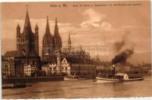 Köln a. Rh., Dom, St. Martin und Stapelhaus / dome, houses, steamship