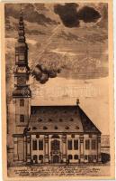 Hamburg, St. Michaeliskirche / St. Michael's Church, thunderstroke, etching