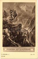 Poseidon auf Samothrake, Ilias VII.; F.A. Ackermann's Kunstverlag Serie 154: Preller, Ilias 12 Karten s: F. Preller