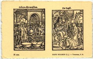 Totentanz 5. 6.; Gebeyn aller menschen, Der Bapst; F.A. Ackermann's Kunstverlag Serie 219. No. 2236. s: Hans Holbein