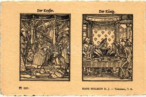 Totentanz 7. 8.; Der Keyser, Der Künig; F.A. Ackermann's Kunstverlag Serie 219. No. 2237. s: Hans Holbein