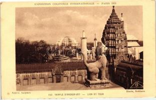 1931 Paris, Exposition Coloniale Internationale; Angkor Wat temple, Lion and tower