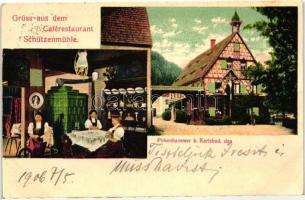 Brezová, Pirkenhammer b. Karlsbad; Schützenmühle Cafe and Restaurant, interior