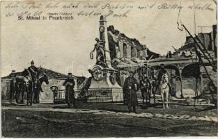 Saint-Mihiel, destroyed building, war memorial, soldiers