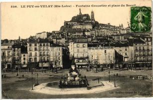 Le Puy-en-Velay, Grozatier fountain, Breuil square, Hotel des Ambassadeurs