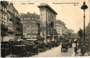 Paris, Boulevard et Porte St. Denis / gate, automobiles