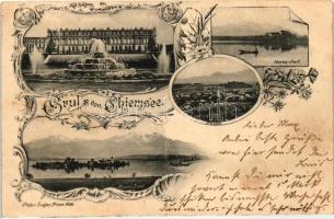 1896 Chiemsee, Prien, Kgl. Schloss, Herren-Insel, Frauen-Insel / castle, islands; Stefan Luger  floral, Art Nouveau