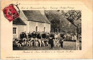 Beaumont-le-Roger, forest, Rally Crew-Puisaye, St. Hubert Mass at the St. Marc chapel, hunting